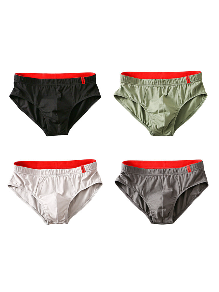 4 Pack Men's Solid Color Cotton Low-Rise Seamless Comfort Briefs | dmunderwear detail image 19