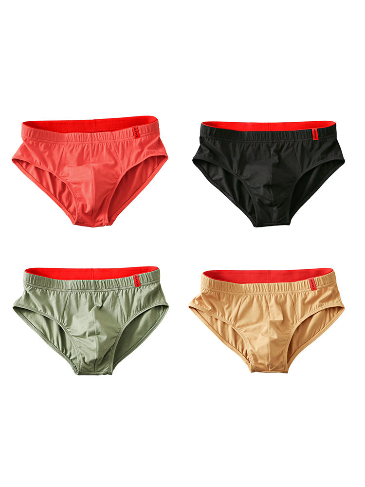 4 Pack Men's Solid Color Cotton Low-Rise Seamless Comfort Briefs | dmunderwear detail image 2