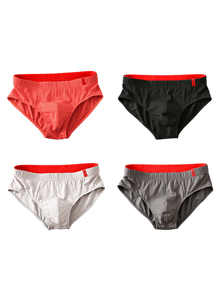 4 Pack Men's Solid Color Cotton Low-Rise Seamless Comfort Briefs | dmunderwear detail image 8