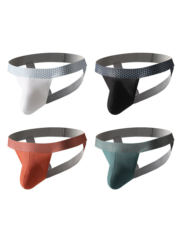 4 Pack Men's Solid Color Seamless Comfort Sporty Cut Cooling Touch Stretch Fit Jockstrap | dmunderwear detail image 2