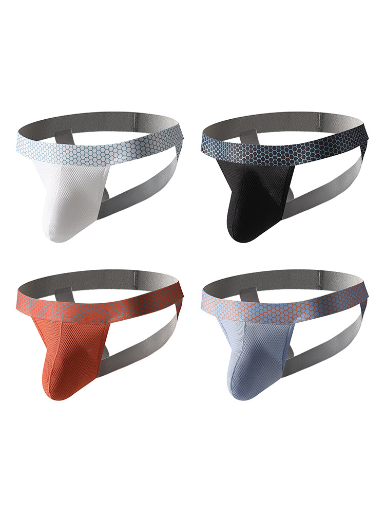 4 Pack Men's Solid Color Seamless Comfort Sporty Cut Cooling Touch Stretch Fit Jockstrap | dmunderwear detail image 7