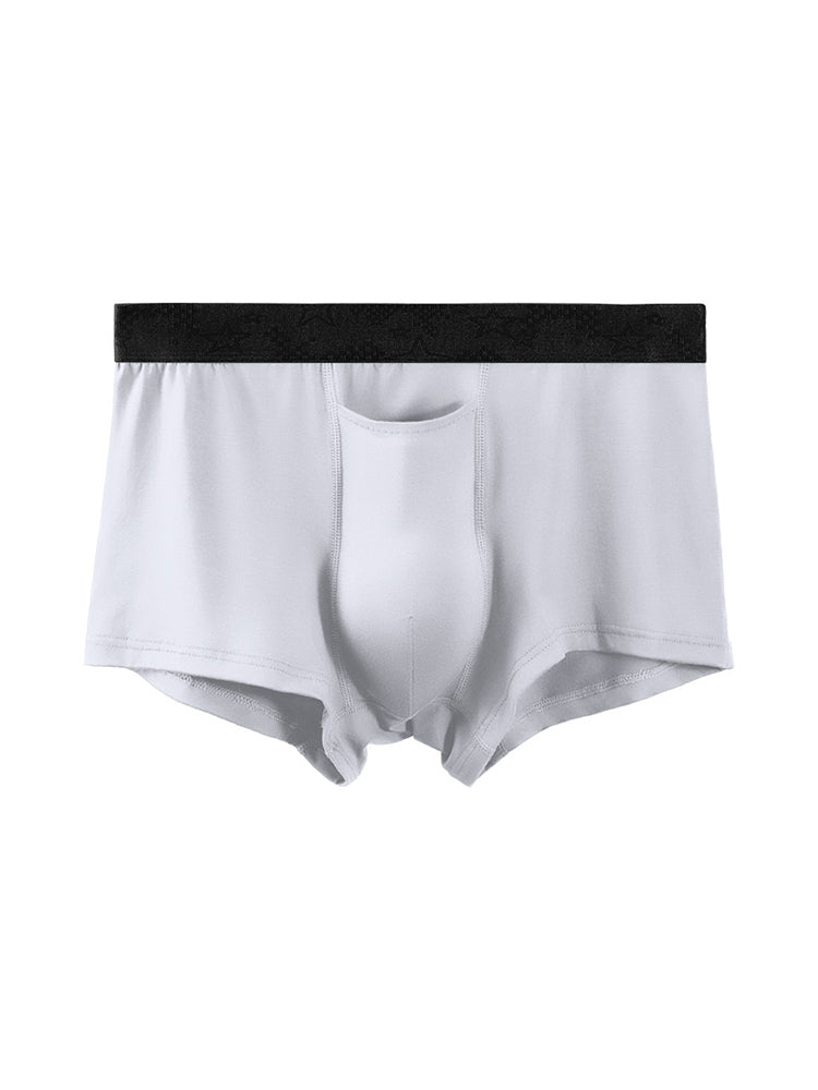 4 Pack Men's Solid Color Separation Pouch Style Separated Breathable Rayon Trunks | dmunderwear detail image 15