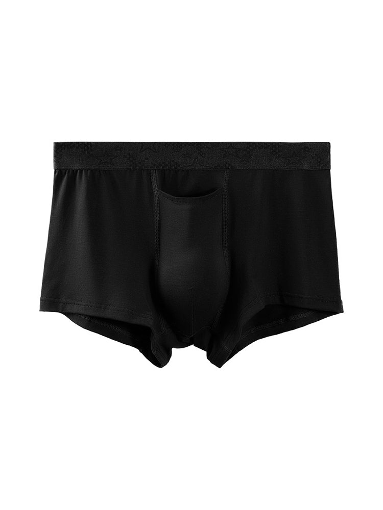 4 Pack Men's Solid Color Separation Pouch Style Separated Breathable Rayon Trunks | dmunderwear detail image 16