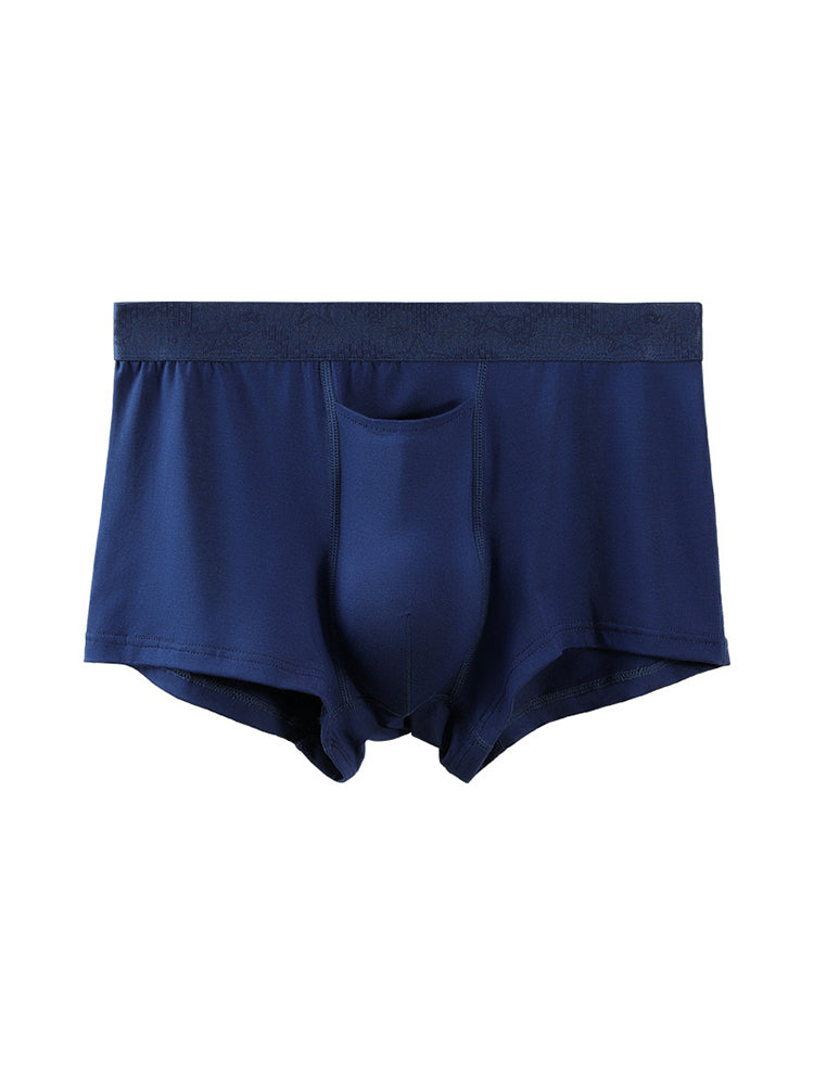 4 Pack Men's Solid Color Separation Pouch Style Separated Breathable Rayon Trunks | dmunderwear detail image 19