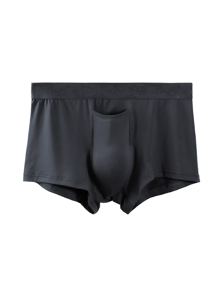 4 Pack Men's Solid Color Separation Pouch Style Separated Breathable Rayon Trunks | dmunderwear detail image 20