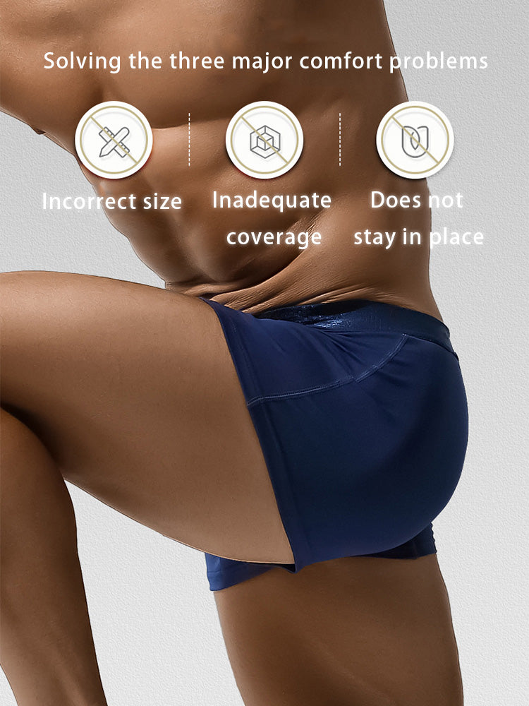 4 Pack Men's Solid Color Separation Pouch Style Separated Breathable Rayon Trunks | dmunderwear detail image 6