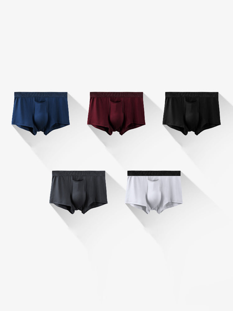 4 Pack Men's Solid Color Separation Pouch Style Separated Breathable Rayon Trunks | dmunderwear detail image 8