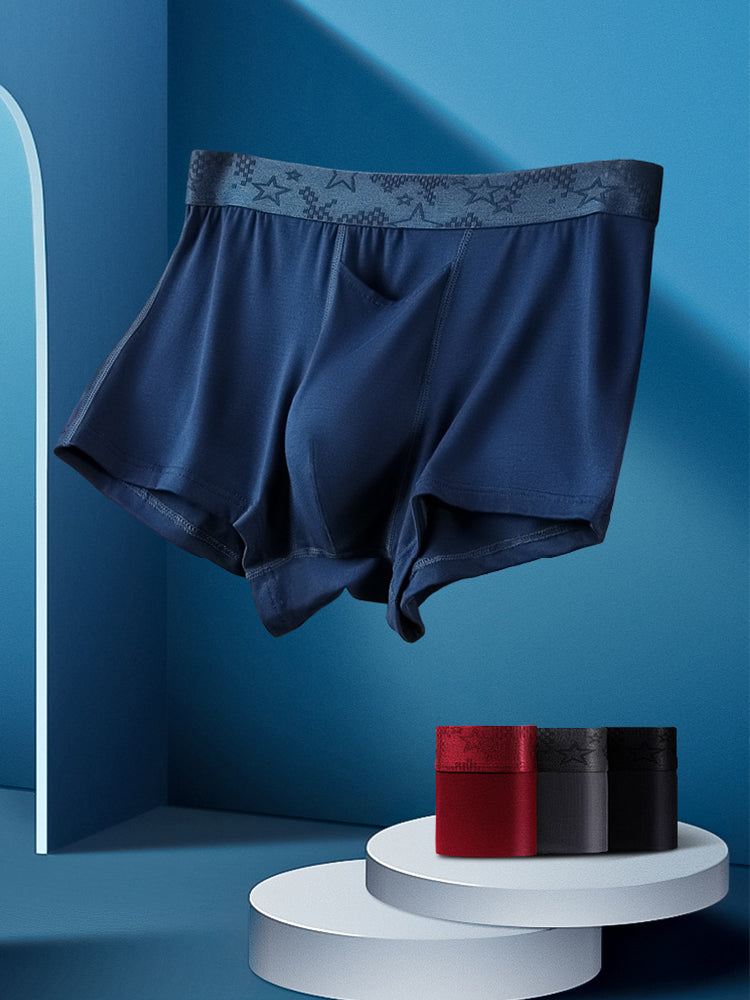 4 Pack Men's Solid Color Separation Pouch Style Separated Breathable Rayon Trunks | dmunderwear detail image 9