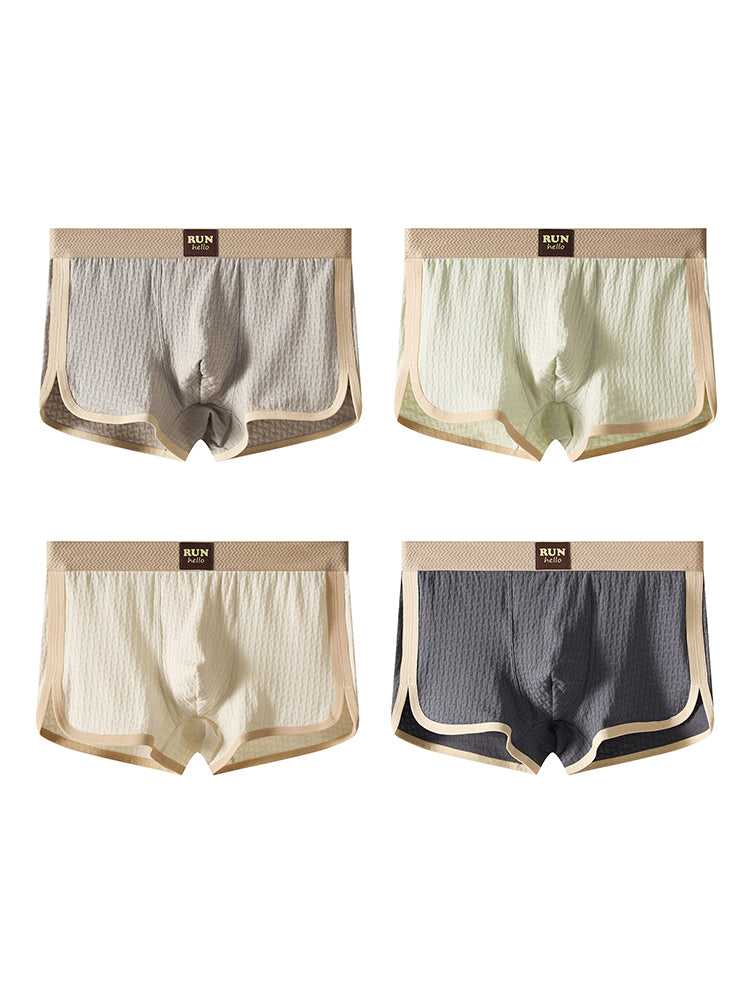 4 Pack Men's Solid Textured Minimalist Mid-Rise Breathable Trunks | dmunderwear detail image 12