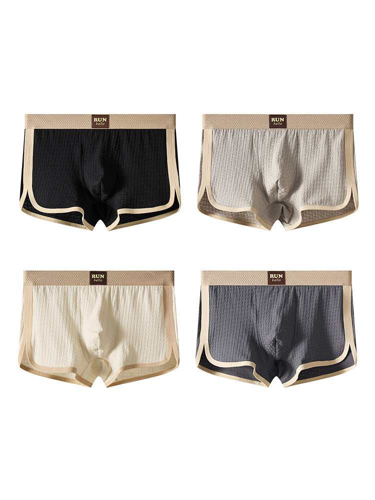 4 Pack Men's Solid Textured Minimalist Mid-Rise Breathable Trunks | dmunderwear detail image 17
