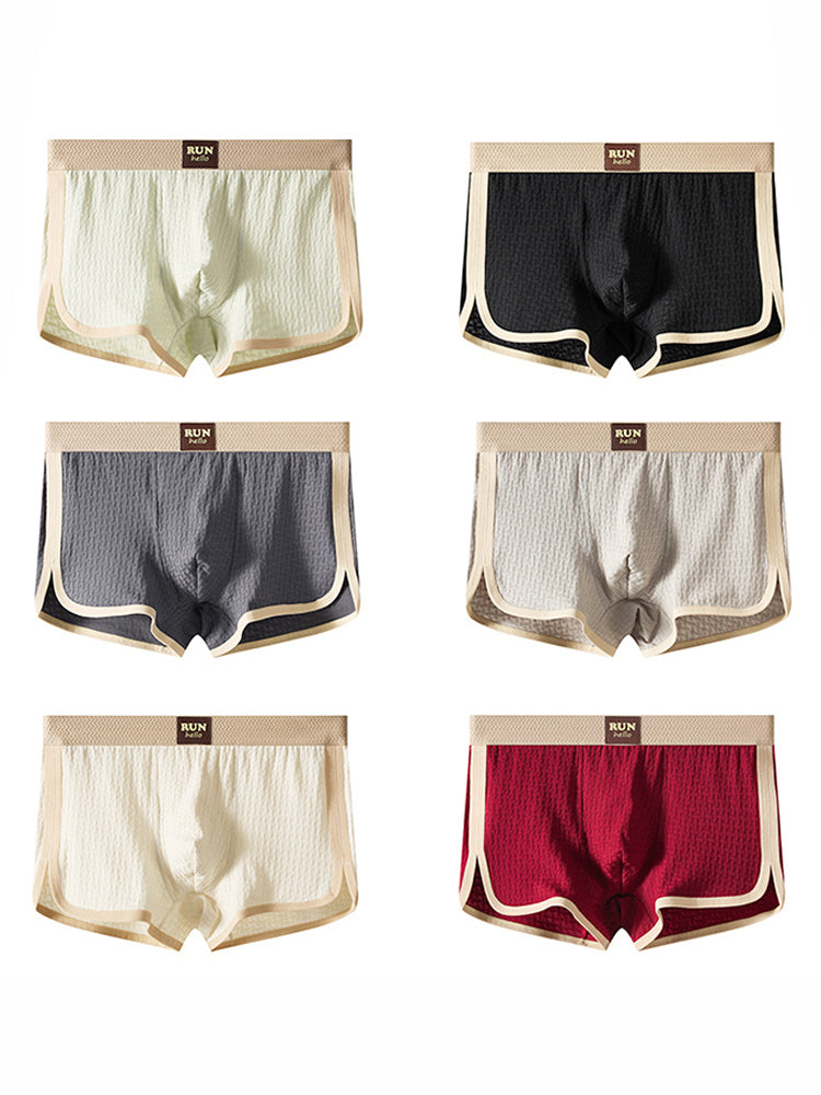 4 Pack Men's Solid Textured Minimalist Mid-Rise Breathable Trunks | dmunderwear detail image 18