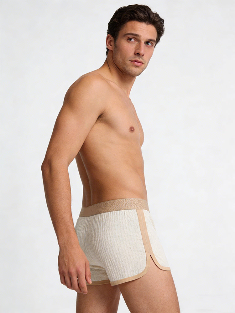 4 Pack Men's Solid Textured Minimalist Mid-Rise Breathable Trunks | dmunderwear detail image 5