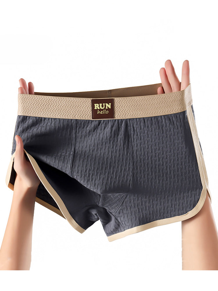 4 Pack Men's Solid Textured Minimalist Mid-Rise Breathable Trunks | dmunderwear detail image 9