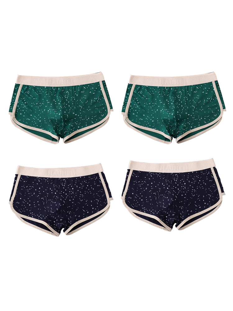 4-pack Men's Starry Sky Pure Cotton Personality Trendy Youth Boxer Briefs | dmunderwear detail image 13