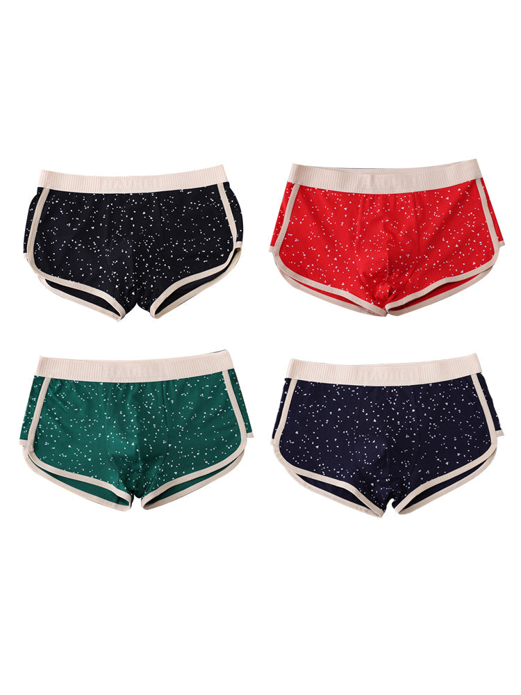 4-pack Men's Starry Sky Pure Cotton Personality Trendy Youth Boxer Briefs | dmunderwear detail image 2