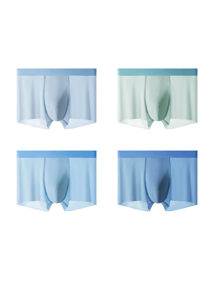 4-Pack Men's Stretch Fit Anti-Odor Seamless Ice Silk Trunks | dmunderwear detail image 14