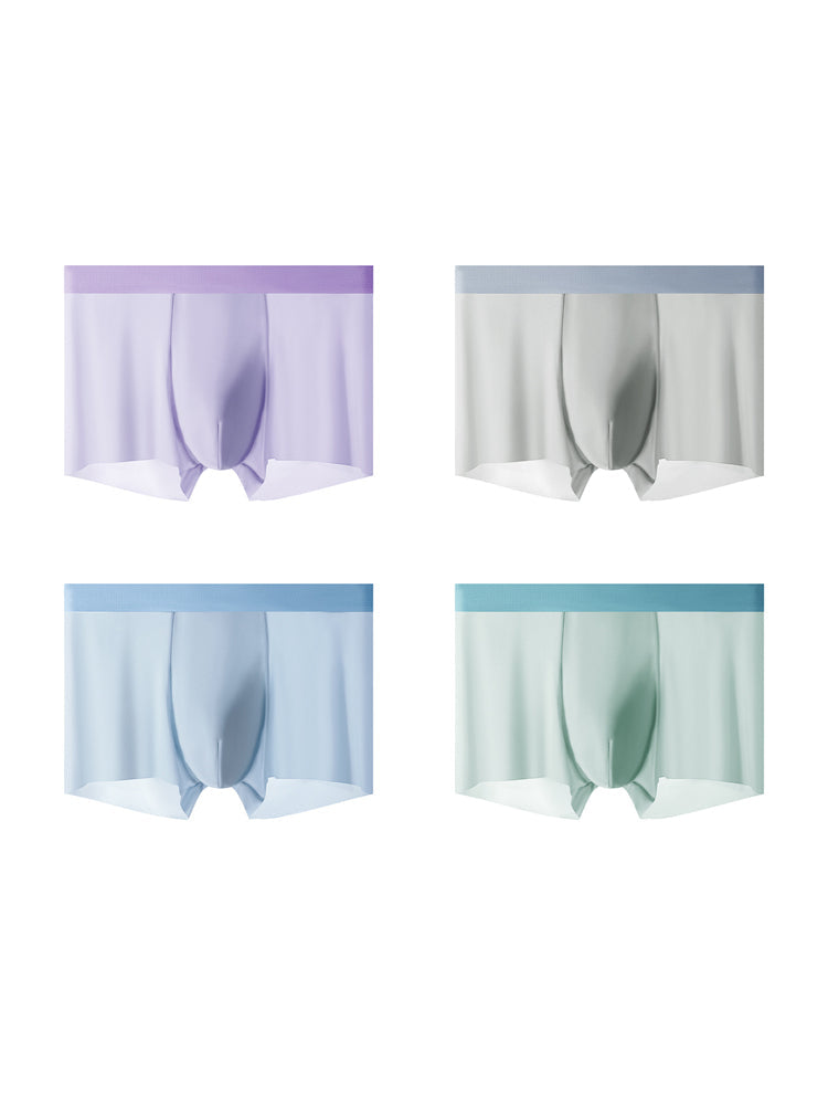 4-Pack Men's Stretch Fit Anti-Odor Seamless Ice Silk Trunks | dmunderwear detail image 2