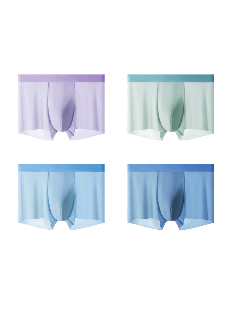 4-Pack Men's Stretch Fit Anti-Odor Seamless Ice Silk Trunks | dmunderwear detail image 20