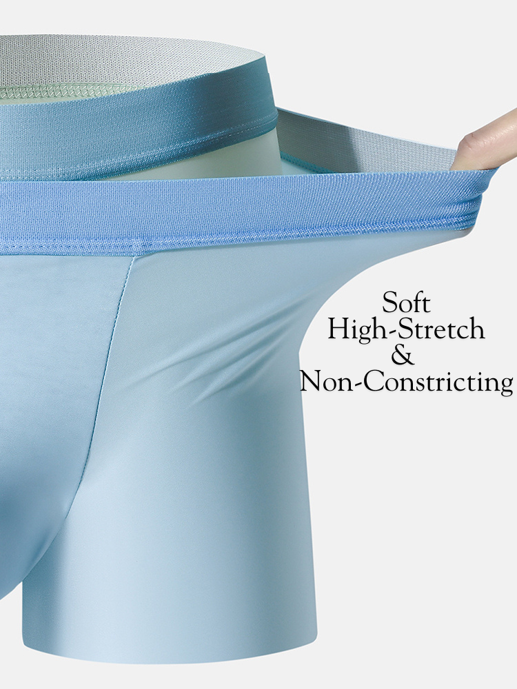 4-Pack Men's Stretch Fit Anti-Odor Seamless Ice Silk Trunks | dmunderwear detail image 7