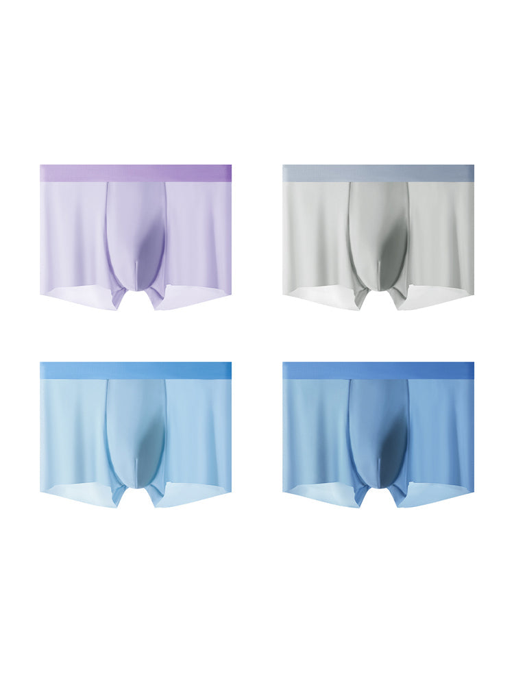 4-Pack Men's Stretch Fit Anti-Odor Seamless Ice Silk Trunks | dmunderwear detail image 8