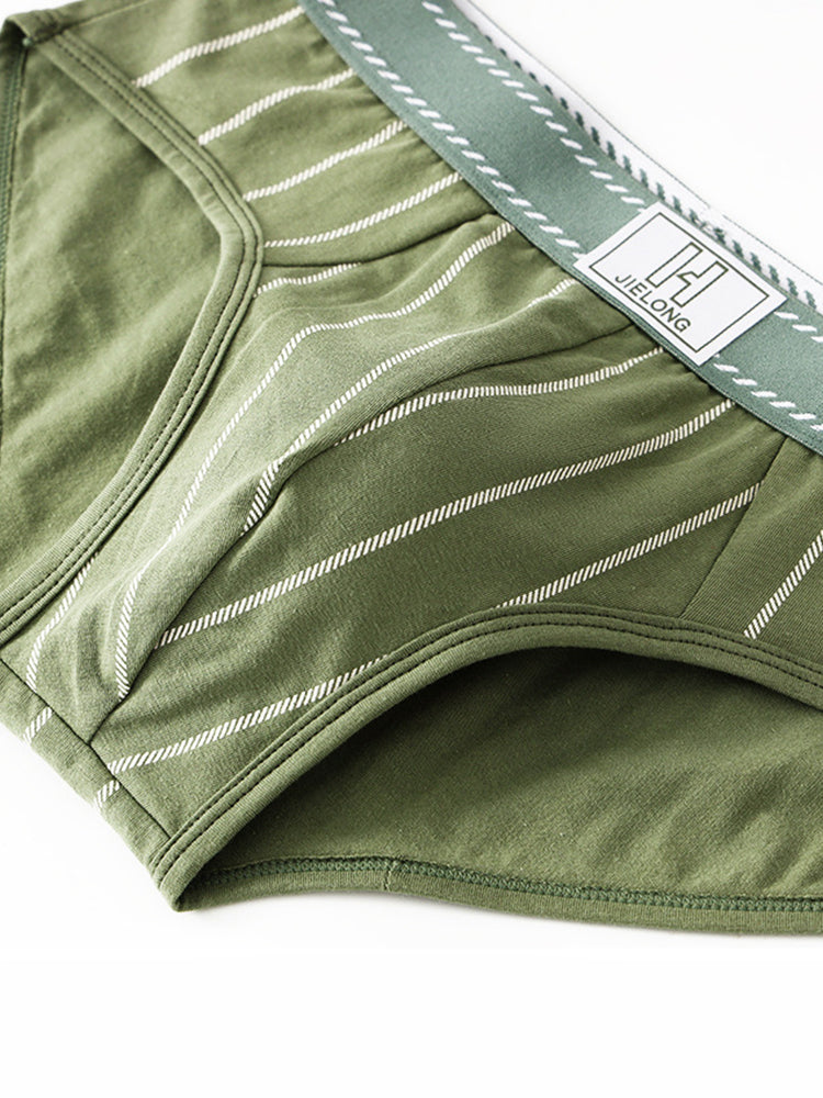 4 Pack Men's Striped Design Soft-Touch Cotton Fabric Breathable Briefs | dmunderwear detail image 13