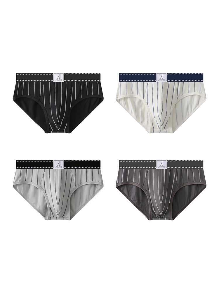 4 Pack Men's Striped Design Soft-Touch Cotton Fabric Breathable Briefs | dmunderwear detail image 14