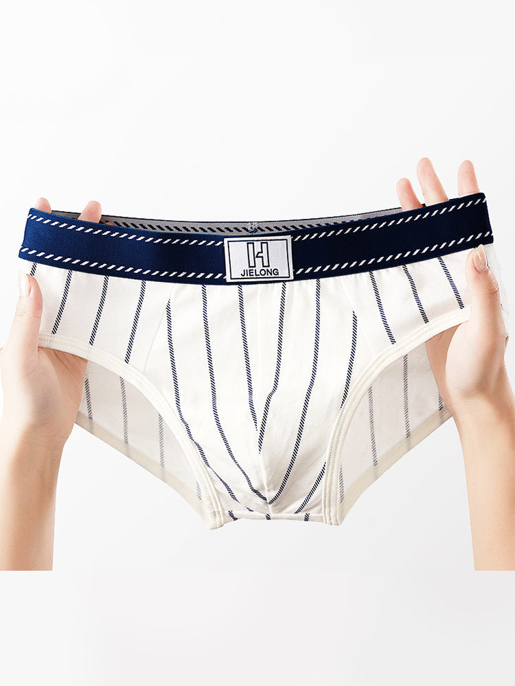 4 Pack Men's Striped Design Soft-Touch Cotton Fabric Breathable Briefs | dmunderwear detail image 15