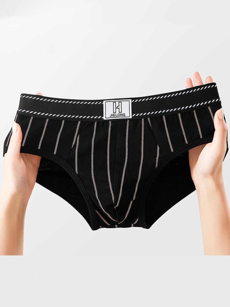 4 Pack Men's Striped Design Soft-Touch Cotton Fabric Breathable Briefs | dmunderwear detail image 16
