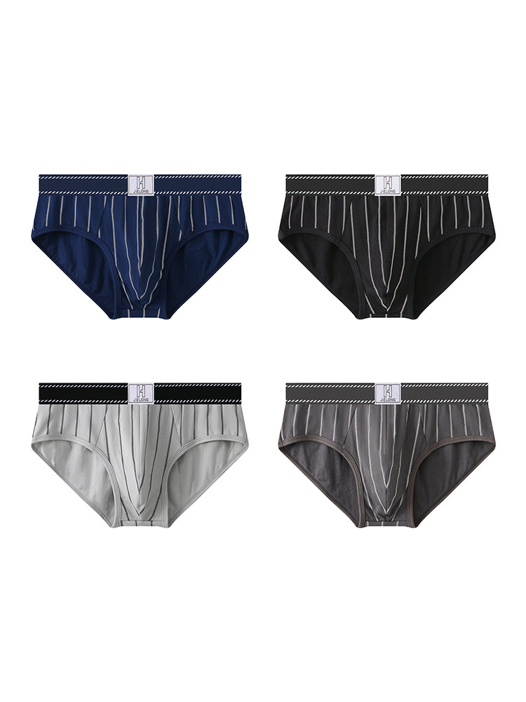 4 Pack Men's Striped Design Soft-Touch Cotton Fabric Breathable Briefs | dmunderwear detail image 20