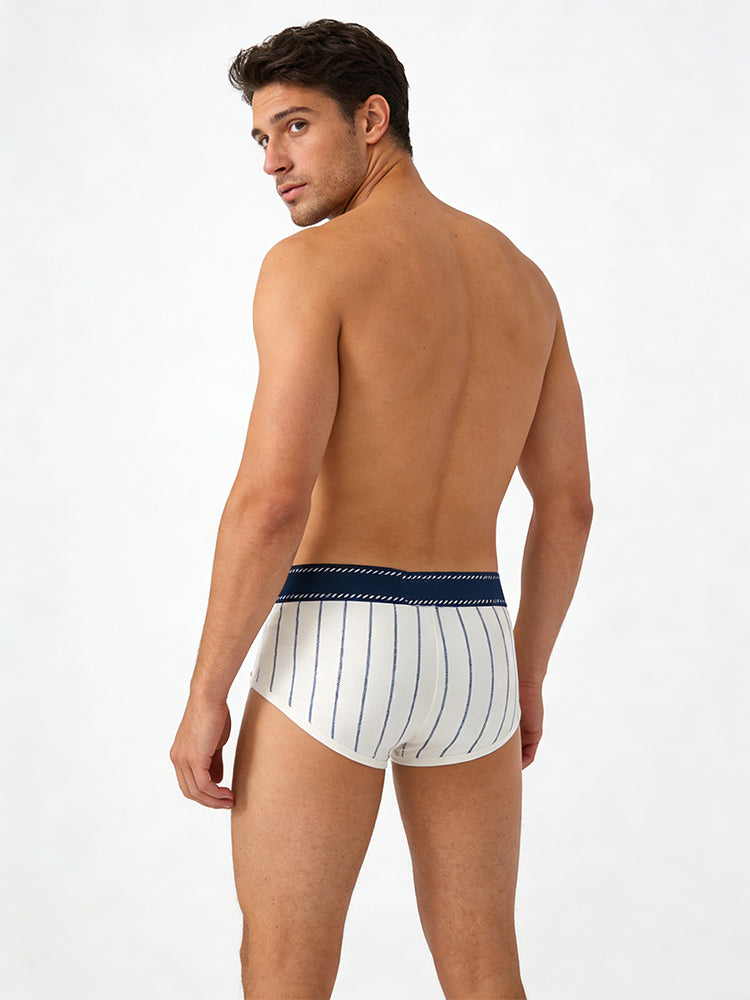 4 Pack Men's Striped Design Soft-Touch Cotton Fabric Breathable Briefs | dmunderwear detail image 3