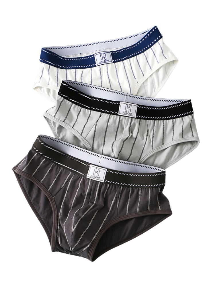 4 Pack Men's Striped Design Soft-Touch Cotton Fabric Breathable Briefs | dmunderwear detail image 4