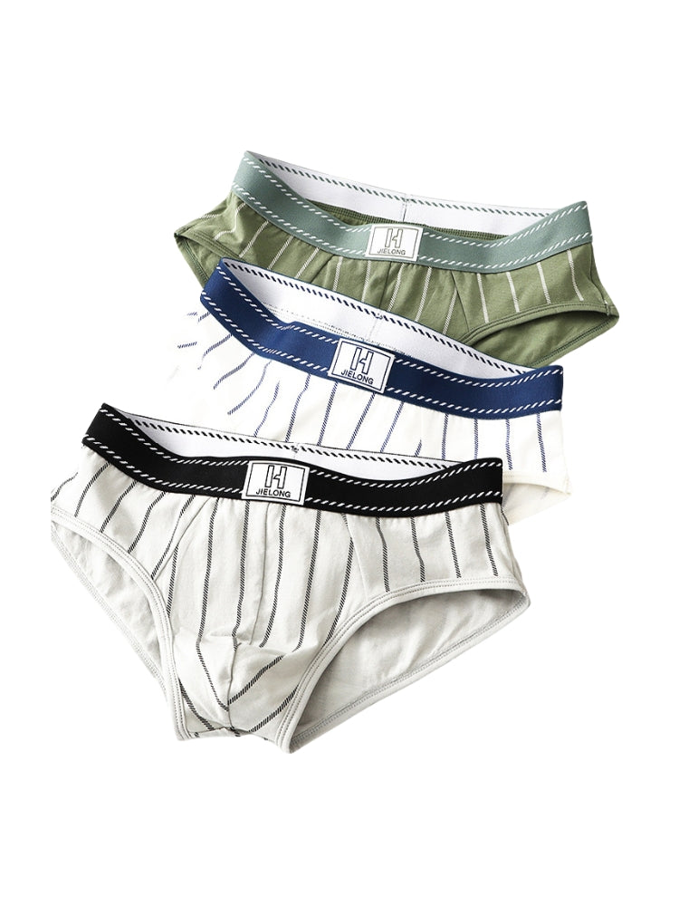 4 Pack Men's Striped Design Soft-Touch Cotton Fabric Breathable Briefs | dmunderwear detail image 5