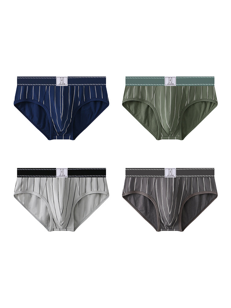 4 Pack Men's Striped Design Soft-Touch Cotton Fabric Breathable Briefs | dmunderwear detail image 8