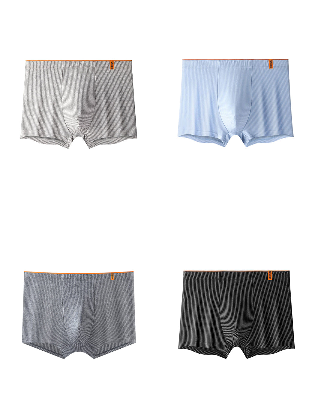 4 Pack Men's Striped Printed Breathable Cotton Trunks | dmunderwear detail image 11