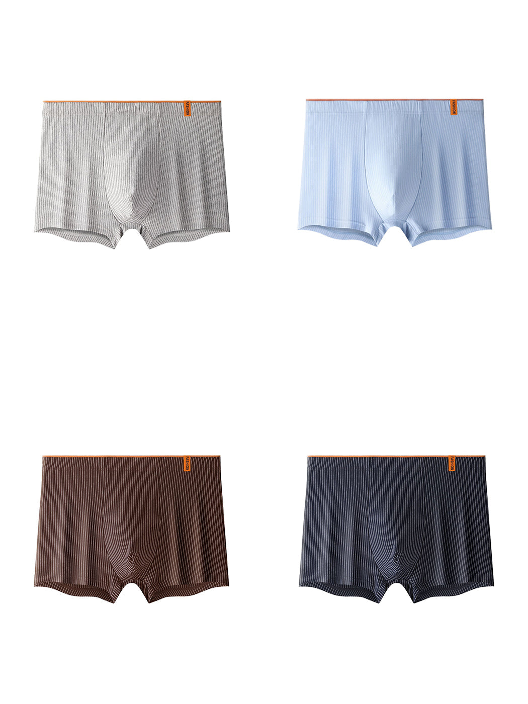 4 Pack Men's Striped Printed Breathable Cotton Trunks | dmunderwear detail image 12