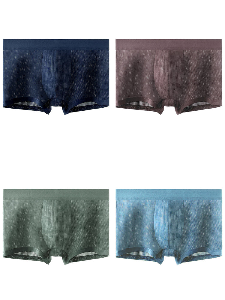 4 Pack Men's Thin Ultra Breathable Mesh Trunks | dmunderwear detail image 2