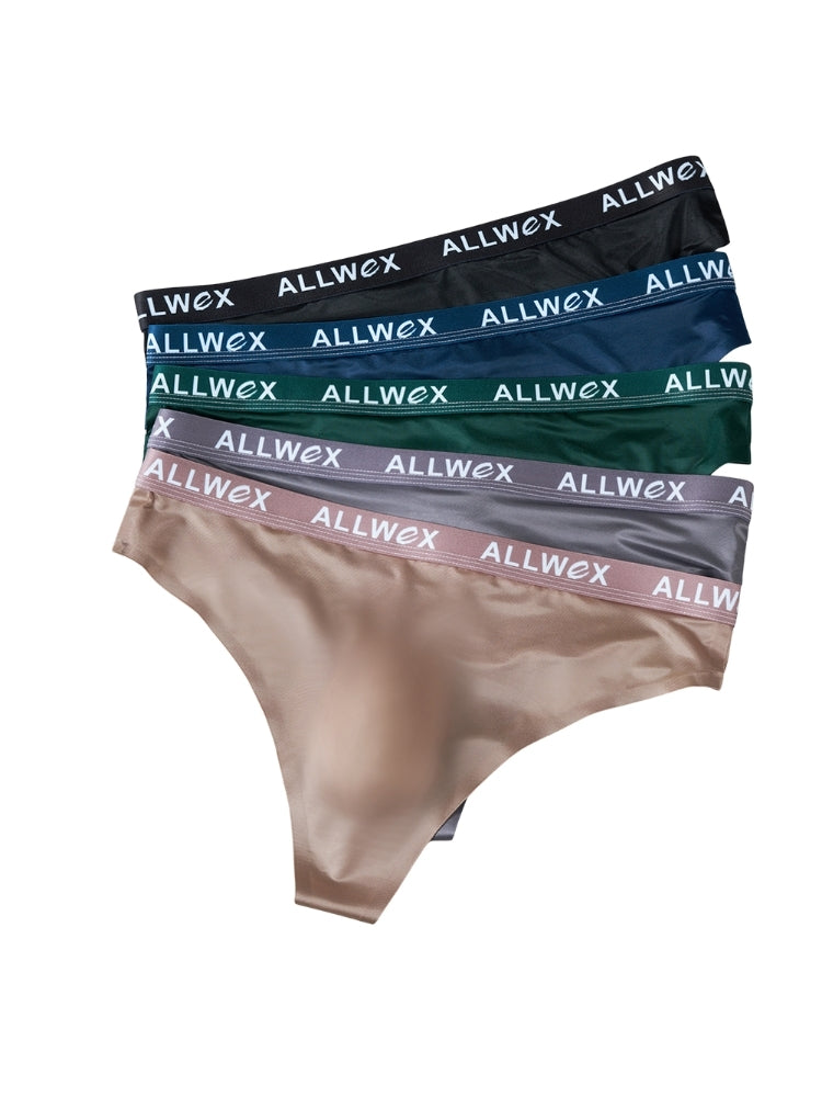 4 Pack Men's Trendy Design Solid Color Quick-Dry Breathable Thongs | dmunderwear detail image 11