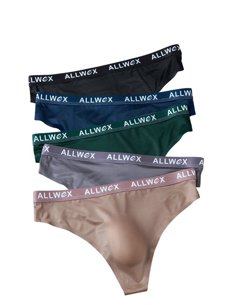 4 Pack Men's Trendy Design Solid Color Quick-Dry Breathable Thongs | dmunderwear detail image 13