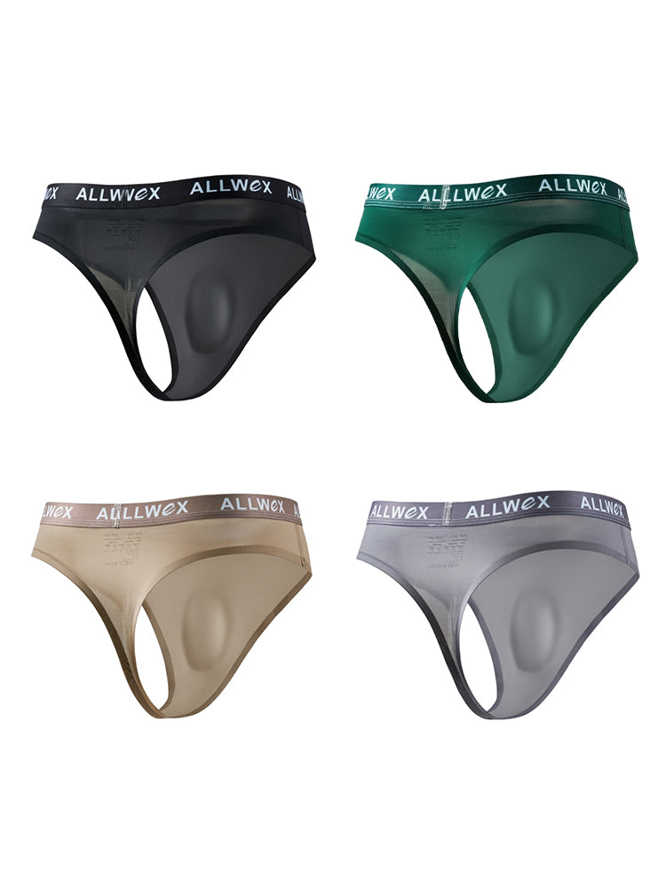 4 Pack Men's Trendy Design Solid Color Quick-Dry Breathable Thongs | dmunderwear detail image 14