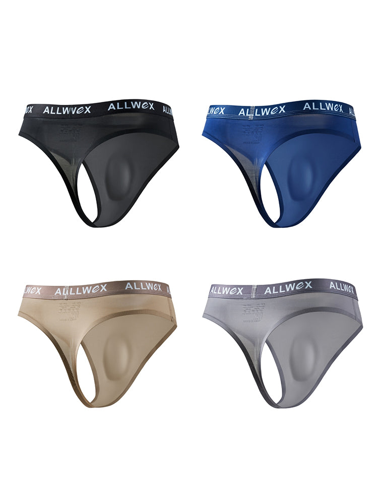 4 Pack Men's Trendy Design Solid Color Quick-Dry Breathable Thongs | dmunderwear detail image 20