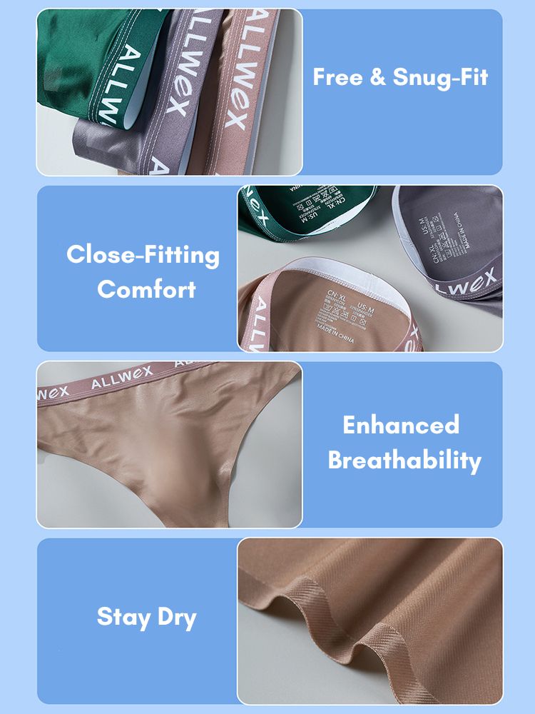 4 Pack Men's Trendy Design Solid Color Quick-Dry Breathable Thongs | dmunderwear detail image 5