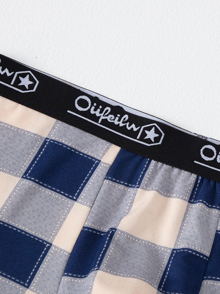 4 Pack Men's Trendy Plaid Design Daily Stretch Soft Trunks | dmunderwear detail image 11