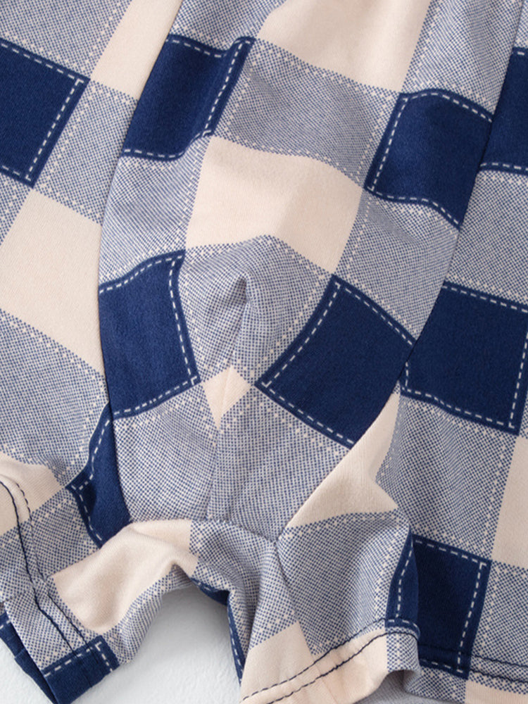 4 Pack Men's Trendy Plaid Design Daily Stretch Soft Trunks | dmunderwear detail image 8