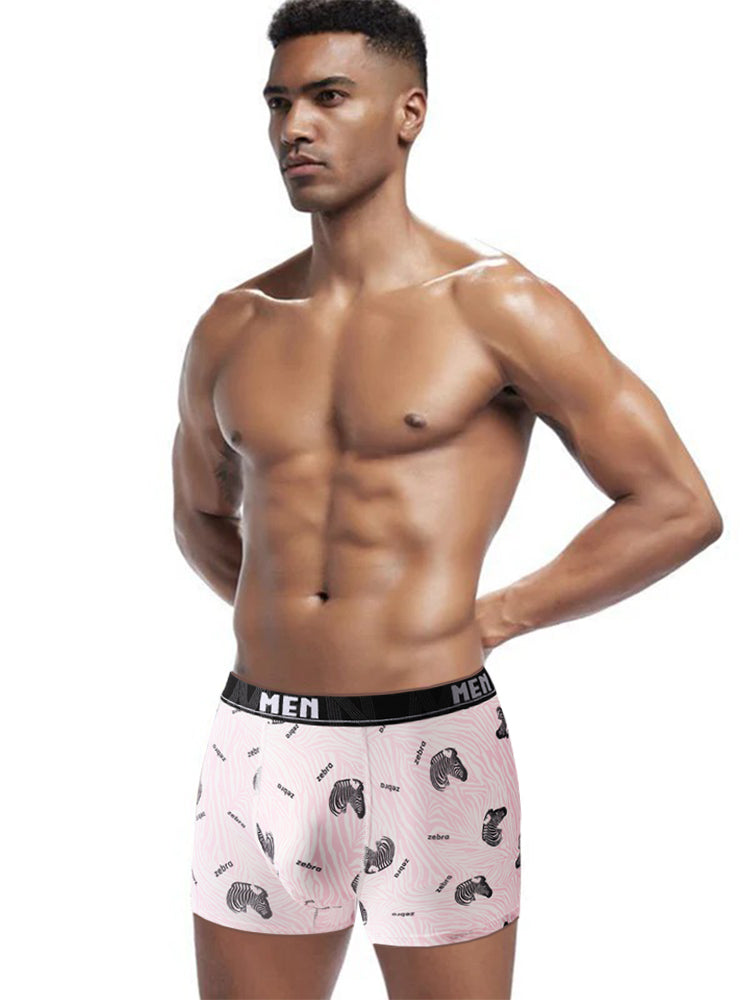 4-Pack Men's Trendy Print Ice Silk Mid-Rise Trunks | dmunderwear