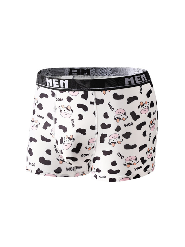 4-Pack Men's Trendy Print Ice Silk Mid-Rise Trunks | dmunderwear detail image 10