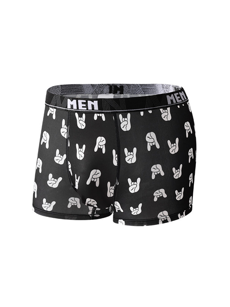 4-Pack Men's Trendy Print Ice Silk Mid-Rise Trunks | dmunderwear detail image 12
