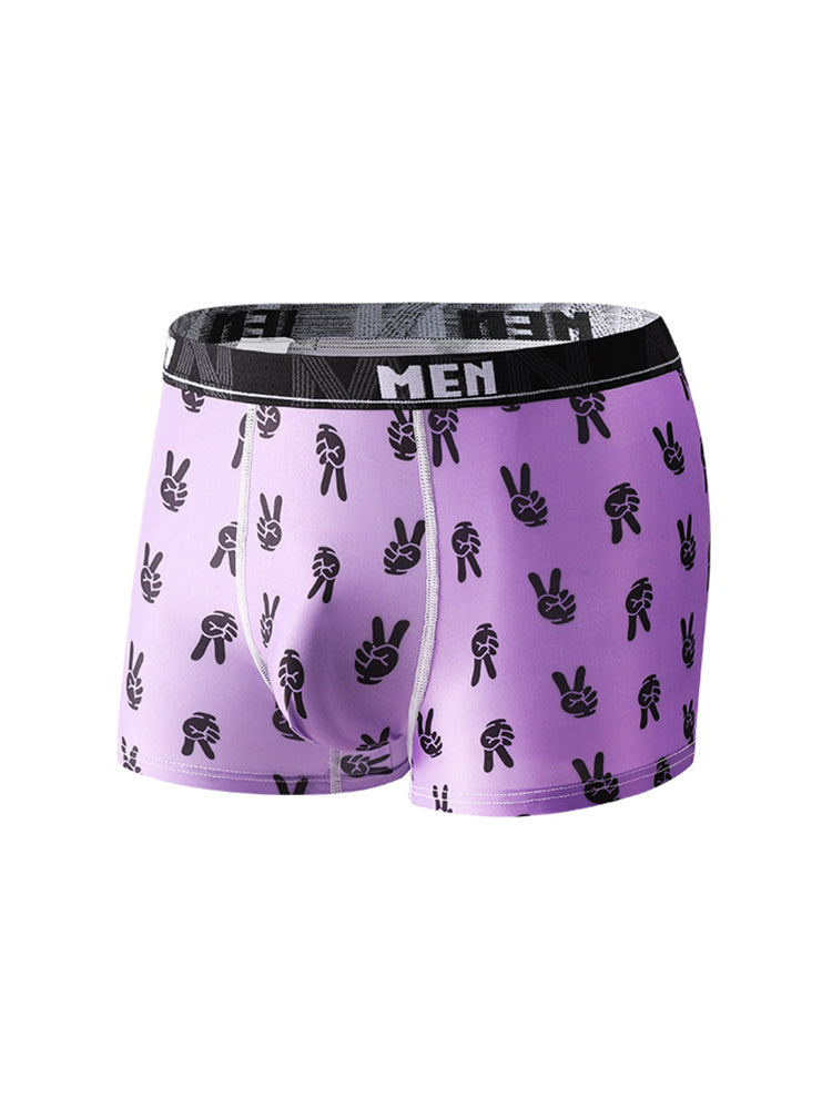 4-Pack Men's Trendy Print Ice Silk Mid-Rise Trunks | dmunderwear detail image 14