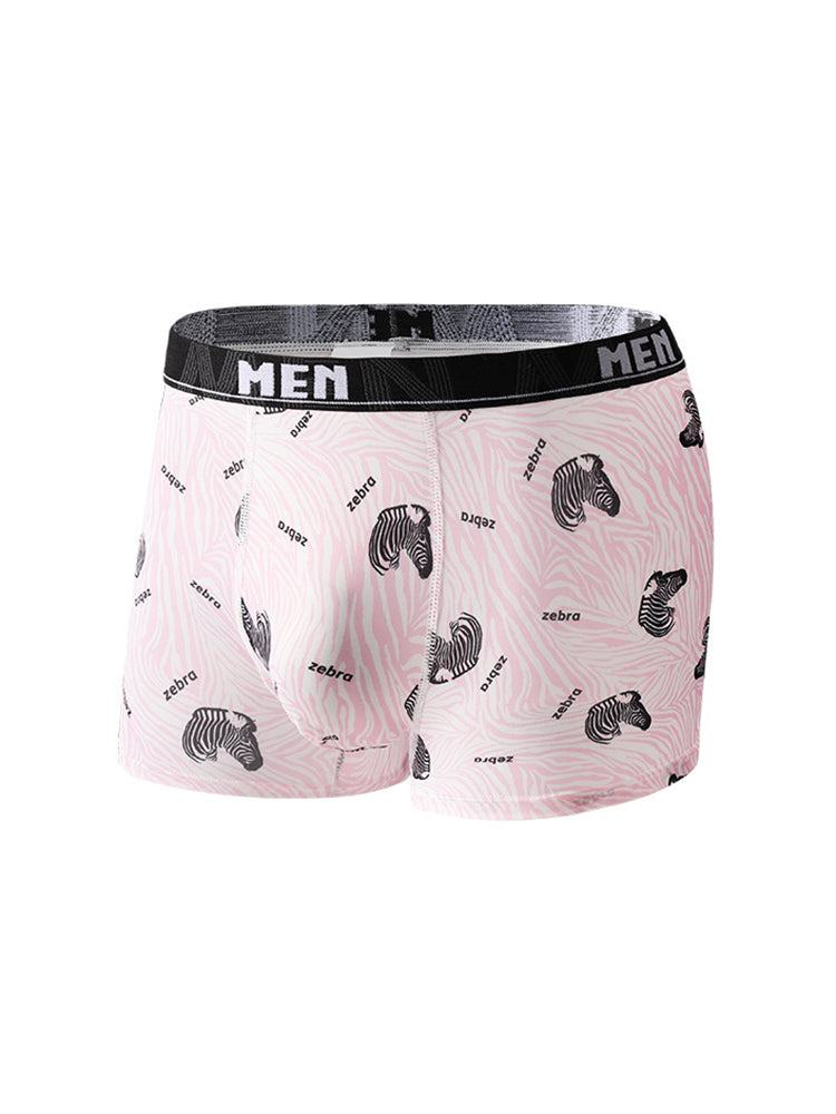 4-Pack Men's Trendy Print Ice Silk Mid-Rise Trunks | dmunderwear detail image 3