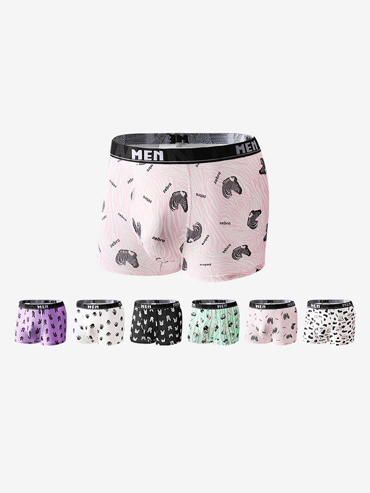4-Pack Men's Trendy Print Ice Silk Mid-Rise Trunks | dmunderwear detail image 7
