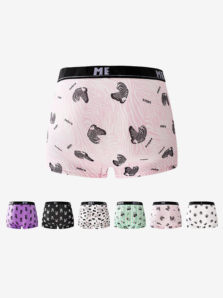 4-Pack Men's Trendy Print Ice Silk Mid-Rise Trunks | dmunderwear detail image 8